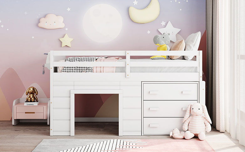 Loft Bed With Cabinet And Shelf
