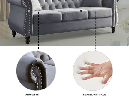 Chesterfield Sofa With Rolled Arms And Nailhead Trim