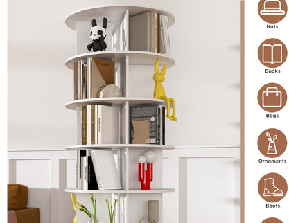6 Tier Spinning Shoe Rack, Free Standing 360° Revolving Shoe Organizer - White