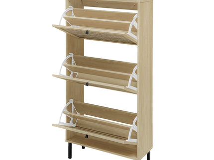 Modern Rattan 3 Door Shoe Rack Cabinet For Entryway