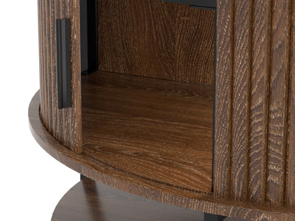 Flip-Top Round Coffee Table With Storage - Brown