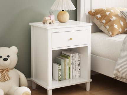 Nightstand & 1 Drawer And 1 Shelf - White