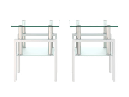 Modern Tempered Glass Tea Table, End Square Table For Living Room