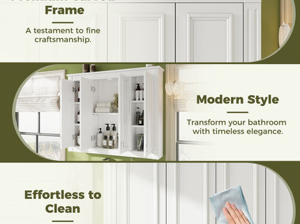 Wall Mounted Medicine Cabinet With Adjustable Shelf - White