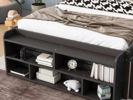 Bed With Bookcase Headboard, Under Bed Storage Drawers And Bed End Storage Case