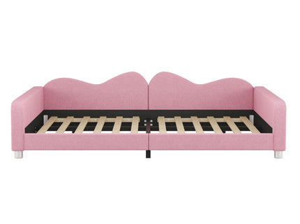 Upholstered Daybed, Sherpa Fabric Sofabed With Cloud-Shaped Backrest