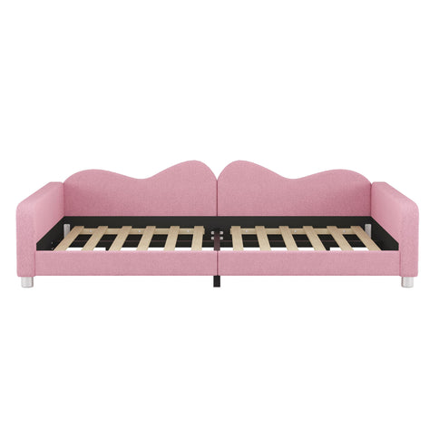 Upholstered Daybed, Sherpa Fabric Sofabed With Cloud-Shaped Backrest