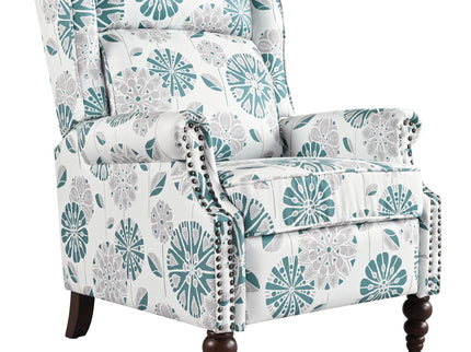 Push Back Recliner Chair Upholstered Recliner Armchair With Classic Wing Back And Solid Gourd-Shaped Legs