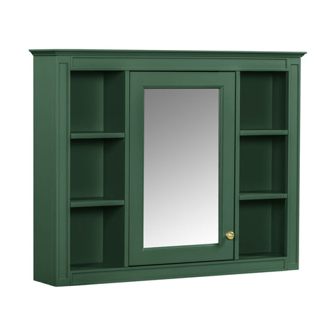 Wall Mounted Medicine Cabinet With Mirror, Storage Cabinet Featuring 6 Open Shelves And Adjustable Interior
