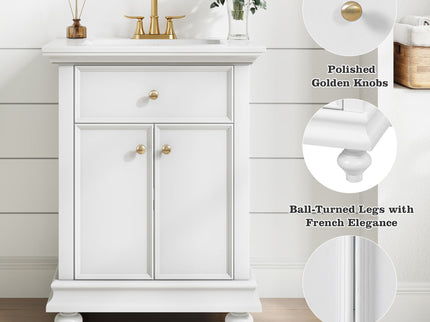 Modern Bathroom Vanity With Tip-Out Drawer And Soft-Close Hinges