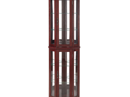 Corner Curio Cabinet With Lights, Adjustable Tempered Glass Shelves, Mirrored Back, Display Cabinet (E26 Light Bulb Not Included)
