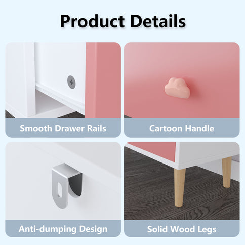 3 Drawer Dresser, Storage Cabinet With Anti Tip Safety
