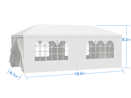 Wedding Party Canopy Tent Outdoor Gazebo With 6 Removable Sidewalls - White
