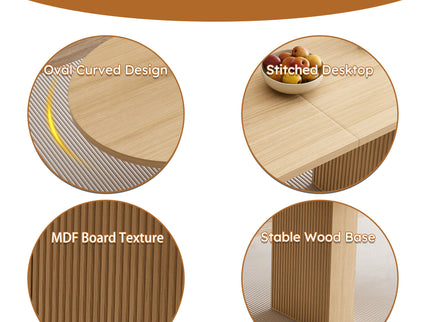 Oval Dining Table With Wood Strip Base