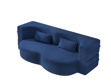 Modern Floor Sleeper Sofa Bed With 2 Pillows, Convertible Twin Size Folding Mattress For Living Room