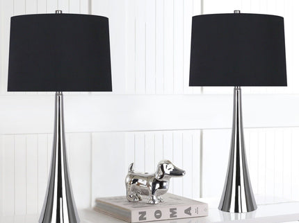 Diana - Contemporary Table Lamp (Set of 2) - Polished Nickel / Black Satin