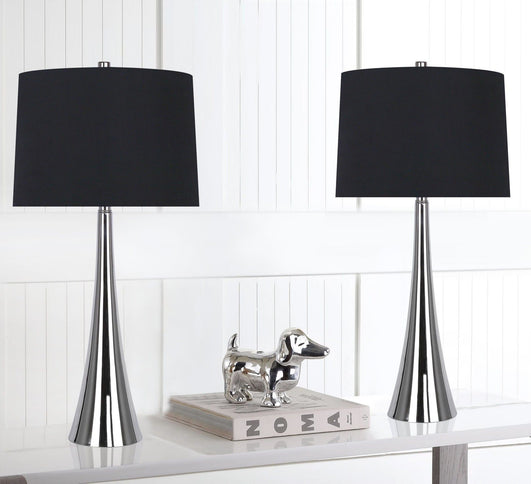 Diana - Contemporary Table Lamp (Set of 2) - Polished Nickel / Black Satin
