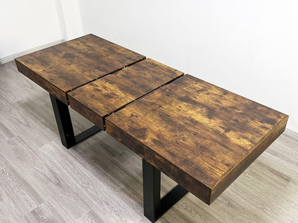 Extendable Dining Room Table For 6 8 10, Modern Farmhouse Wooden Kitchen Expanding Table, Long Large Expandable Dining Room Conference Table - Deep Rustic Brown