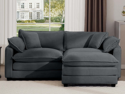 Modular Oversized Cushion Sofa With Ottoman, Low Back, Deep Seating Sofa Set