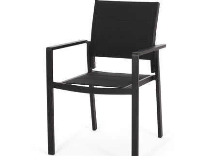 Baird - Outdoor Mesh And Aluminum Dining Chairs - Black