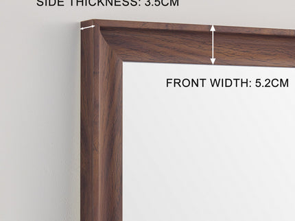 Vintage Full Length Mirror Wall Mounted With Faux Wooden Frame - Brown