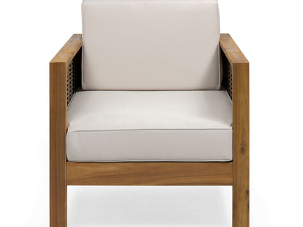 Outdoor Acacia Wood Club Chair With Wicker Accents