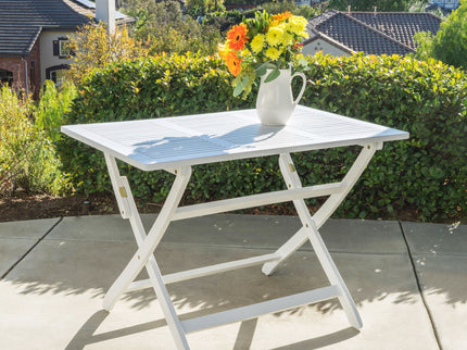 Blissique - Outdoor Foldable Wood Dining Table With Slat Design