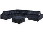 Black / 2 Pc. U-Shaped Sectional, Ottoman