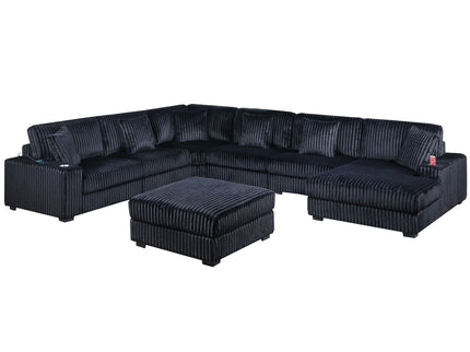 Contemporary Style Modular Sectional Sofa Set With USB, Cup Holder