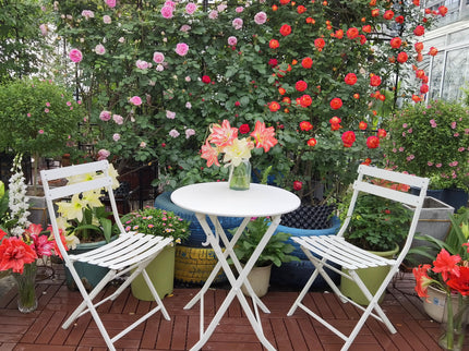 3 Piece Patio Bistro Set Of Foldable Round Table And Chairs