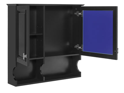 Wall Mounted Mirror Medicine Cabinet, Bathroom Storage With Doors And Open Shelves