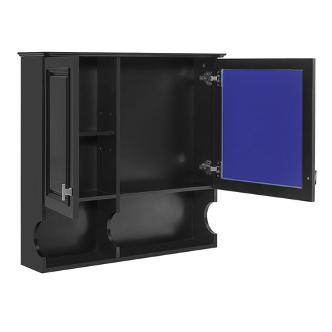 Wall Mounted Mirror Medicine Cabinet, Bathroom Storage With Doors And Open Shelves