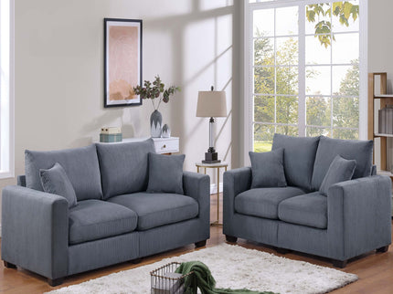 2 Piece Contemporary Style Sofa Set With Matching Pillows