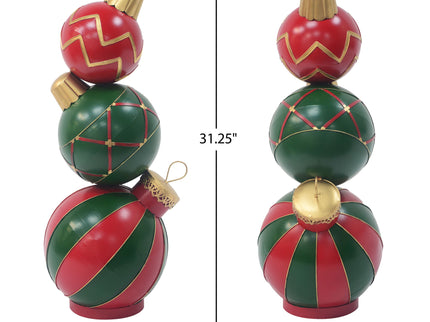 Classic Stacked Christmas Ball Decoration With Durable Construction - Red