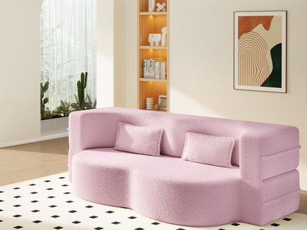 Modern Floor Sleeper Sofa Bed With 2 Pillows, Convertible Twin Size Folding Mattress For Living Room