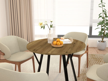 Round Dining Table, For 2 - 4 People - Rustic Brown