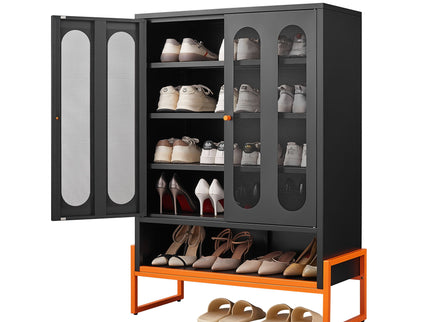 Modern Metal Shoe Cabinet With DoublebSided Doors And Adjustable Partitions