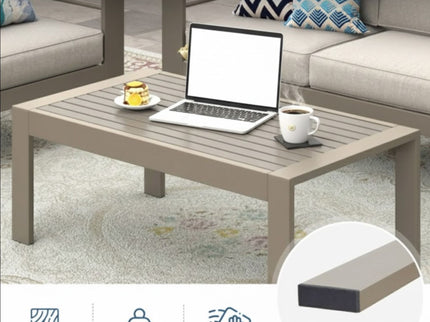 All-Weather Outdoor Coffee Table With Wood-Look Top