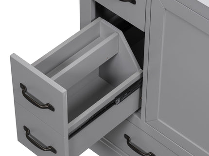 Modern Bathroom Vanity Base Only, 6 Drawer Storage With Adjustable Shelf