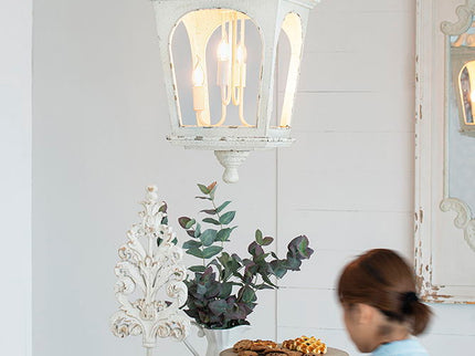 4 Light Wood Chandelier, Hanging Light Fixture With Adjustable Chain For Kitchen, Bulb Not Included - Cream White