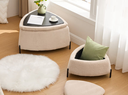 Upholstered Storage Ottoman Set With Reversible Lid