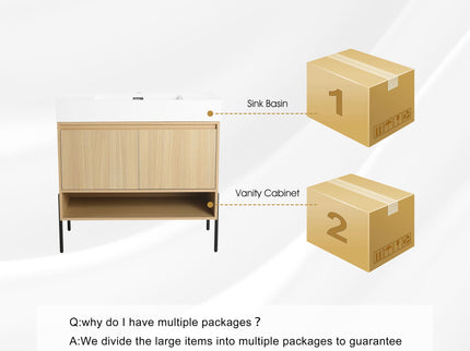 Modern Bathroom Vanity Combo With Single Resin Sink And Storage Cabinet