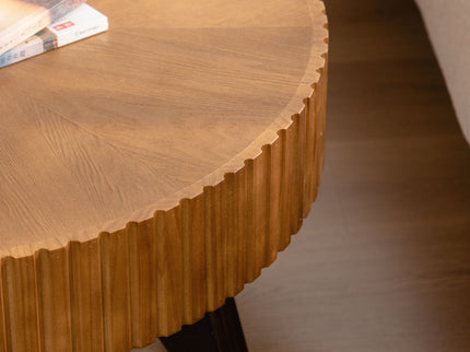 Round Retro Coffee With Solid Wood Legs