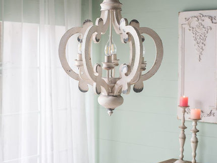 Farmhouse Chandelier, 6 Light Wood Chandelier Pendant Light Fixture With Adjustable Chain For Dining Room Living Room Entryway, Bulb Not Included