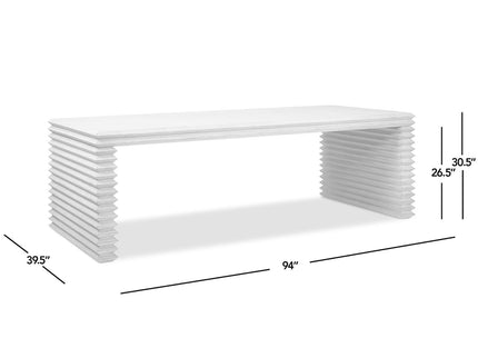 Veda - Geometric Waterfall Dining Table - White