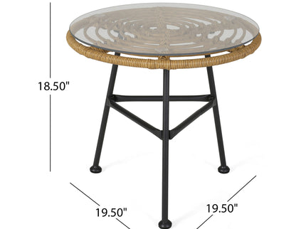 Petrichor - Outdoor Side Table With Tempered Glass And Steel Frame