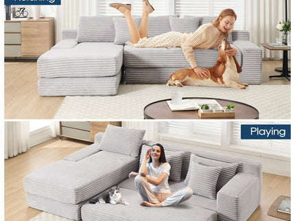 Modern L - Shaped Sectional Couch With Memory Foam