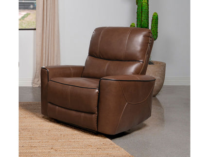 Denson - Upholstered Power Recliner Chair With USB Charging And Smooth Button Recline - Brown