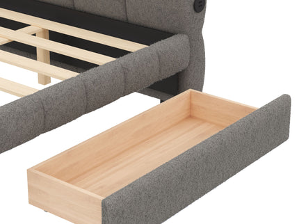 Upholstered Platform Bed With USB Charging And 2 Storage Drawers