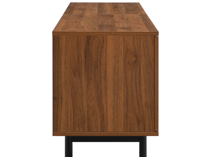 TV Stand, Media Console With 2 Drawers, Soft Closing Hinges, Adjustable Shelves, Slatted Design - Walnut